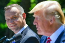 Tổng thống Donald Trump và Tổng thống Ba Lan Andrzej Duda tổ chức cuộc họp báo chung tại Vườn Hồng của Tòa Bạch Ốc, vào ngày 12/06/2019. (Ảnh: Mandel Ngan/AFP qua Getty Images)