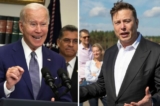 Tổng thống Joe Biden (trái) tại Tòa Bạch Ốc ở Hoa Thịnh Đốn hôm 08/07/2022; Tổng giám đốc Tesla Elon Musk (phải) nói chuyện với giới báo chí gần Berlin hôm 03/09/2020. (Ảnh: Alex Wong/Getty Images; Maja Hitij/Getty Images)