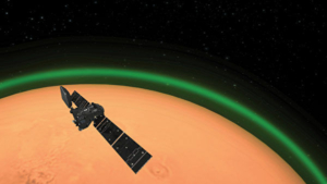Cơ quan Vũ trụ Châu Âu phát hiện ánh sáng xanh kỳ lạ nhấp nháy trong đêm vùng cực trên sao Hỏa