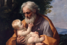 Một phần bức tranh “Saint Joseph With the Infant Jesus” (Thánh Joseph và Chúa Hài Đồng), khoảng năm 1635, của họa sỹ Guido Reni. (Ảnh: Tư liệu công cộng)