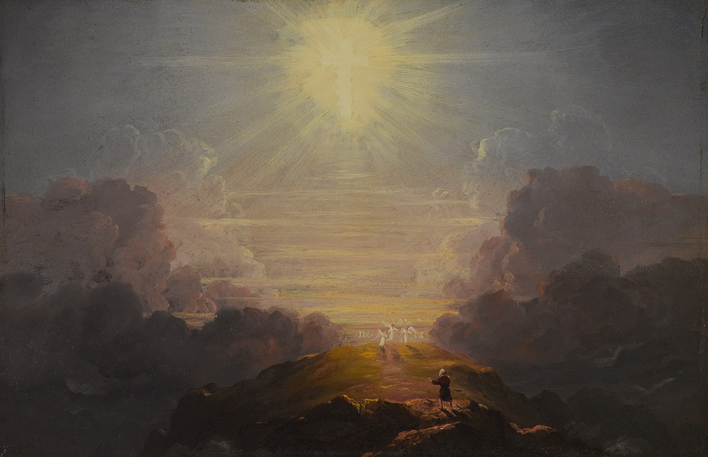 Tìm kiếm trí tuệ là cả một hành trình. Một bức nghiên cứu cho loạt tranh “The Cross and the World” (Thập tự giá và thế giới), họa sỹ Thomas Cole, khoảng năm 1846–1847. Tranh sơn dầu trên gỗ. Bảo tàng Brooklyn. (Ảnh: Tư liệu công cộng)