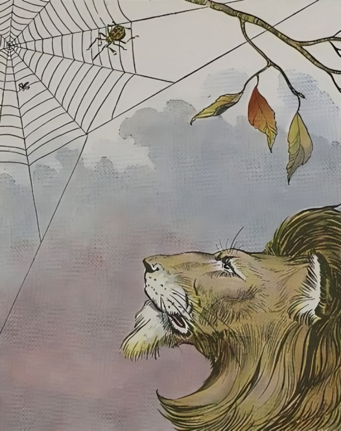 Tranh minh họa “The Lion and the Gnat” (Sư tử và Muỗi) của họa sỹ Milo Winter, từ tác phẩm “The Aesop for Children” (Truyện Ngụ Ngôn Aesop Dành Cho Trẻ Em) năm 1919. (Ảnh: PD-US)