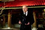Thủ tướng Đức Olaf Scholz trình bày trong một cuộc họp báo ở Bắc Kinh, hôm 16/04/2024. (Ảnh: Andres Martinez Casares/Pool/AFP via Getty Images)