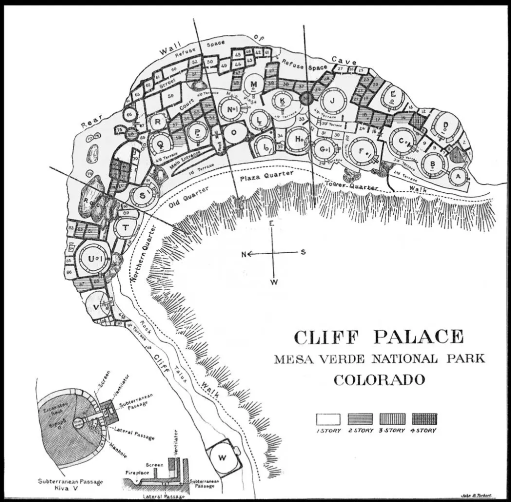 Sơ đồ mặt bằng Cliff Palace (Cung điện trên Vách đá). (Ảnh: Tư liệu công cộng)