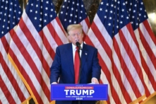 Cựu Tổng thống Donald Trump và là ứng cử viên tổng thống của Đảng Cộng Hòa trình bày trong cuộc họp báo tại Trump Tower ở thành phố New York hôm 31/05/2024. (Ảnh: Angela Weiss/AFP qua Getty Images)